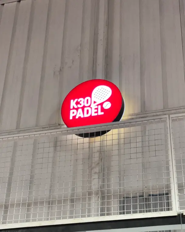 K30 Padel sign above the walkway
